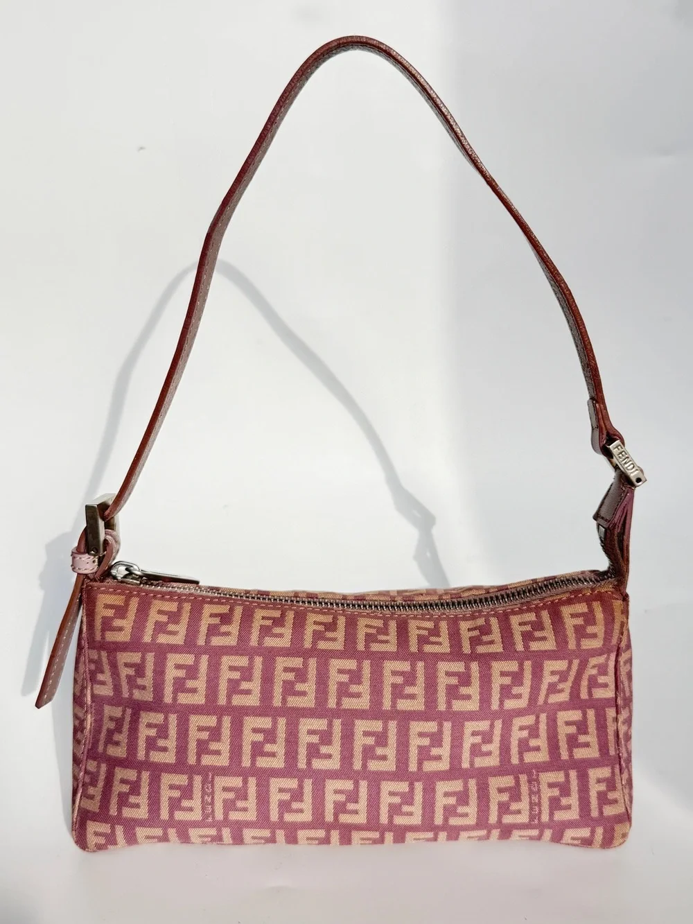 Authentic Fendi Zucchino Shoulder Bag Pochette in lilac - Picture 1 of 7